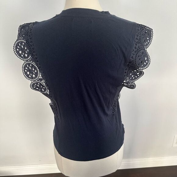 The Kooples Sleeveless Navy Blue Cotton Women's T-Shirt Size 1 - Picture 4 of 8